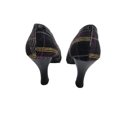 Vtg Y2K Bongo Shoes Bratz Plaid Pumps Round Toe Cut Outs 3.75" Heel Purple Sz 8 - Picture 8 of 10